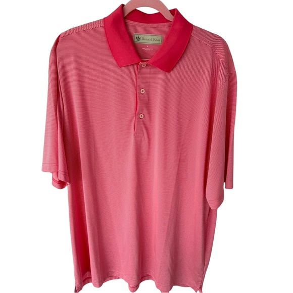 Donald Ross Sport Golf Polo XL Pink Micro Stripe Performance Shirt - Picture 2 of 8